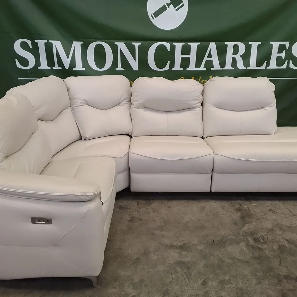 QUALITY DESIGNER G-PLAN JACKSON 3 CORNER CH SOFA - CAMBRIDGE CHALK LEATHER 