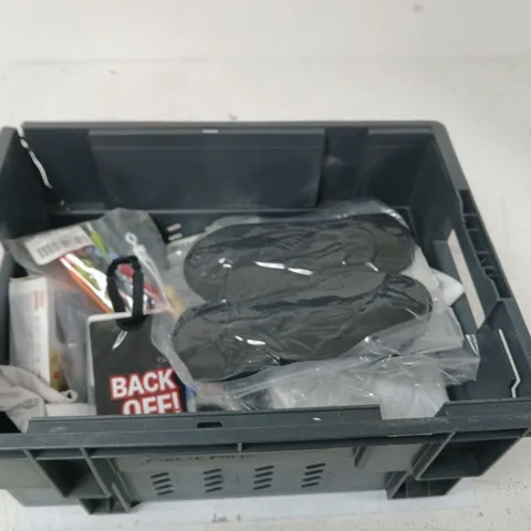 ASSORTED ACCESSORIES IN PLASTIC TOTE – MIXED LOT