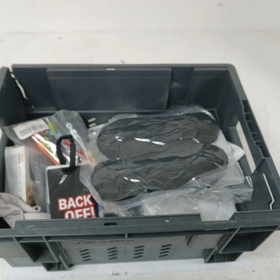 ASSORTED ACCESSORIES IN PLASTIC TOTE – MIXED LOT 