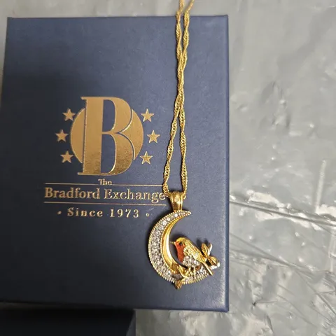 BRADFORD EXCHANGE MESSENGER OF LOVE DIAMOND ROBIN MOON PENDANT
