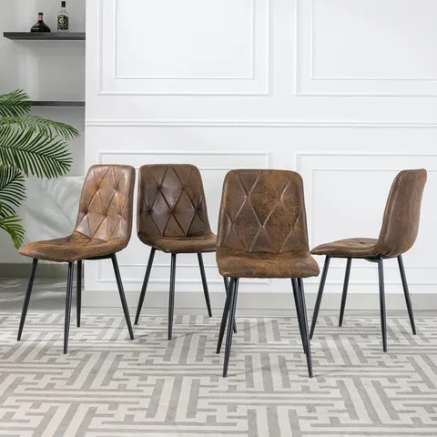 SET OF 4 ABBIE-MARIE UPHOLSTERED DINING CHAIR - BROWN