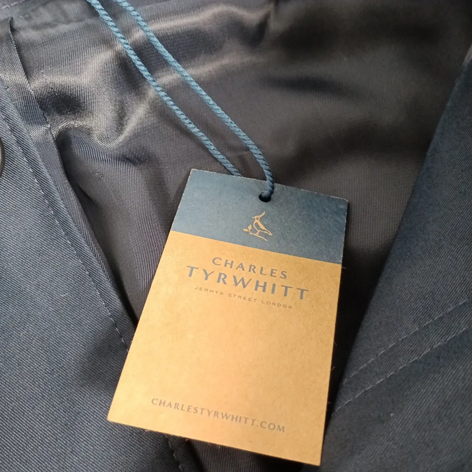 UK 44R CHARLES TYRWHITT NAVY SHOWERPROOF RAINCOAT