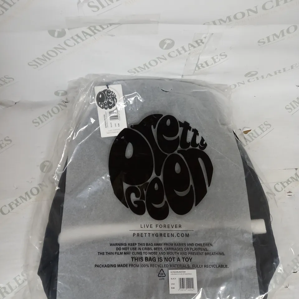 PRETTY GREEN OPENSHAW NYLON ZIP BACKPACK IN BLACK