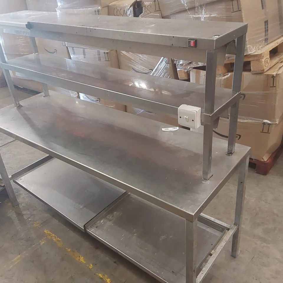STAINLESS TABLE WITH 2 TIER HEATED GANTRY