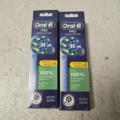 2 X ORAL-B PRO CROSS ACTION TOOTHBRUSH HEADS - 4 PACK