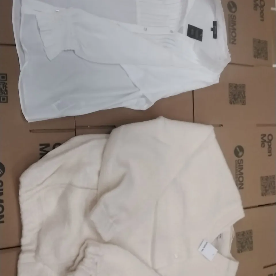 PALLET OF BRAND NEW WOMENS QUALITY DESIGNER CLOTHES APPROXIMATELY 130 TO INCLUDE; COATS, SHIRTS, TOPS ETC