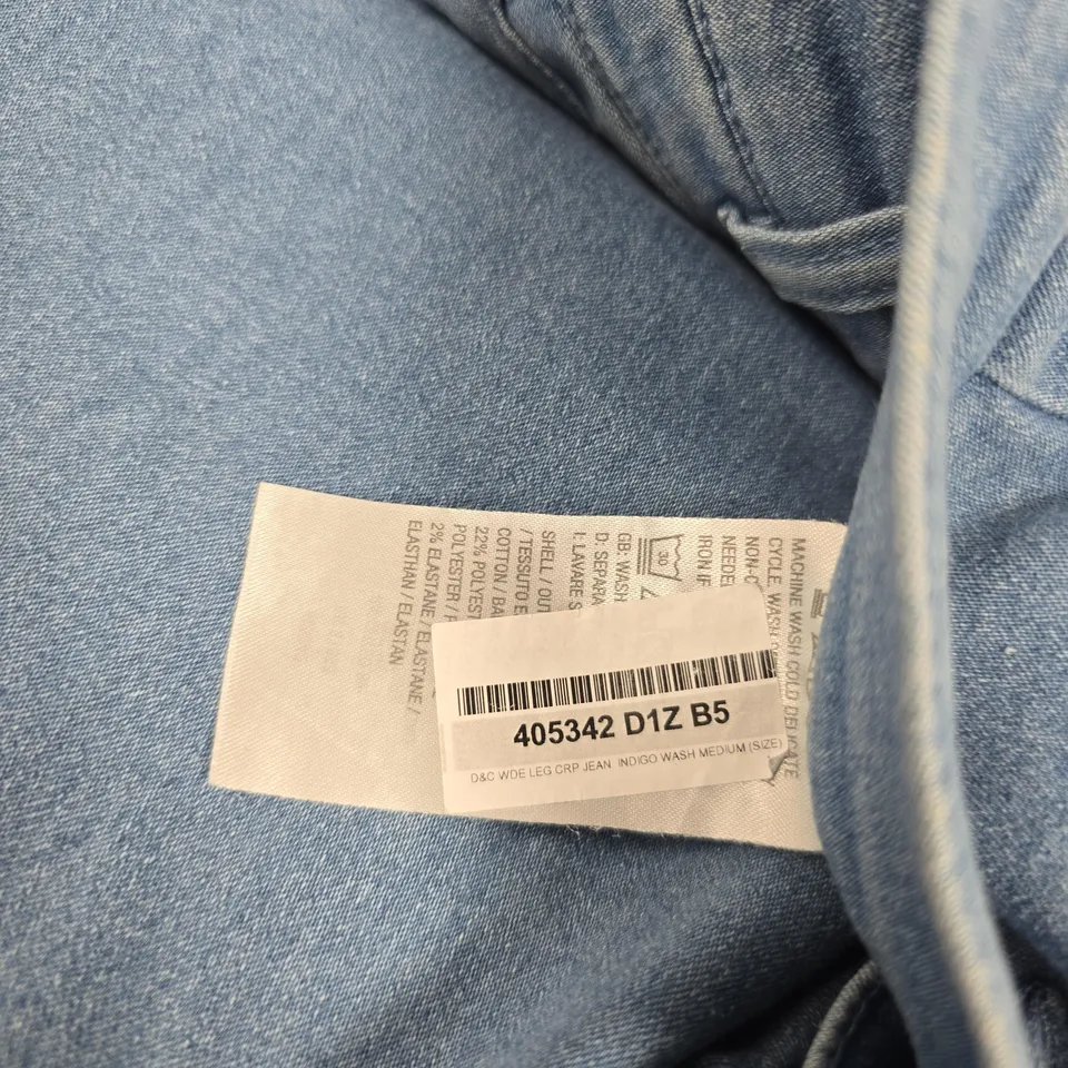 D&CO DENIM + COMPANY WIDE-LEG INDIGO JEANS SIZE M