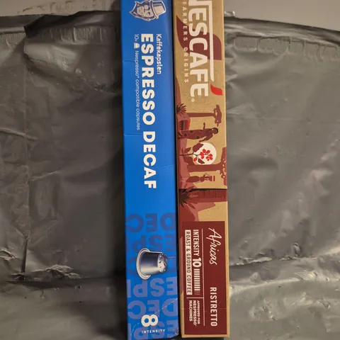 APPROXIMATELY 12 NESPRESSO COMPATIBLE COFFEE PODS TO INCLUDE - NESCAFE RISTRETTO - KAFFEKAPSLEN ESPRESSO DECAF