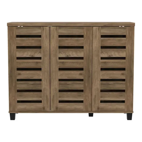 BOXED LISMORE 3 DOOR SHOE STORAGE CABINET  -DARK DUSTY OAK-