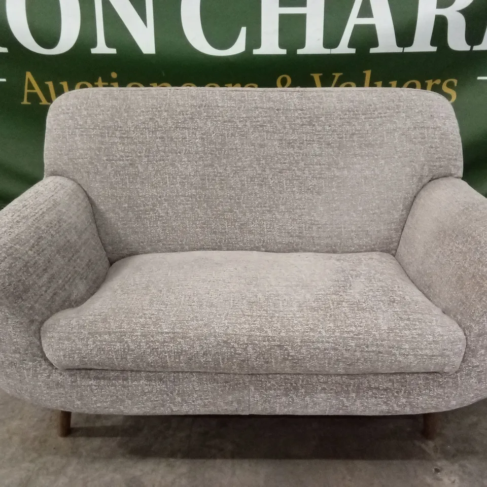 QUALITY DESIGNER SMALL FABRIC 2 SEATER SOFA - LIGHT GREY