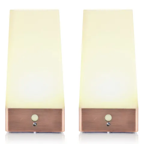 AURAGLOW SET OF 2 WIRELESS PIR HALLWAY LED NIGHT LIGHTS RECHARGEABLE