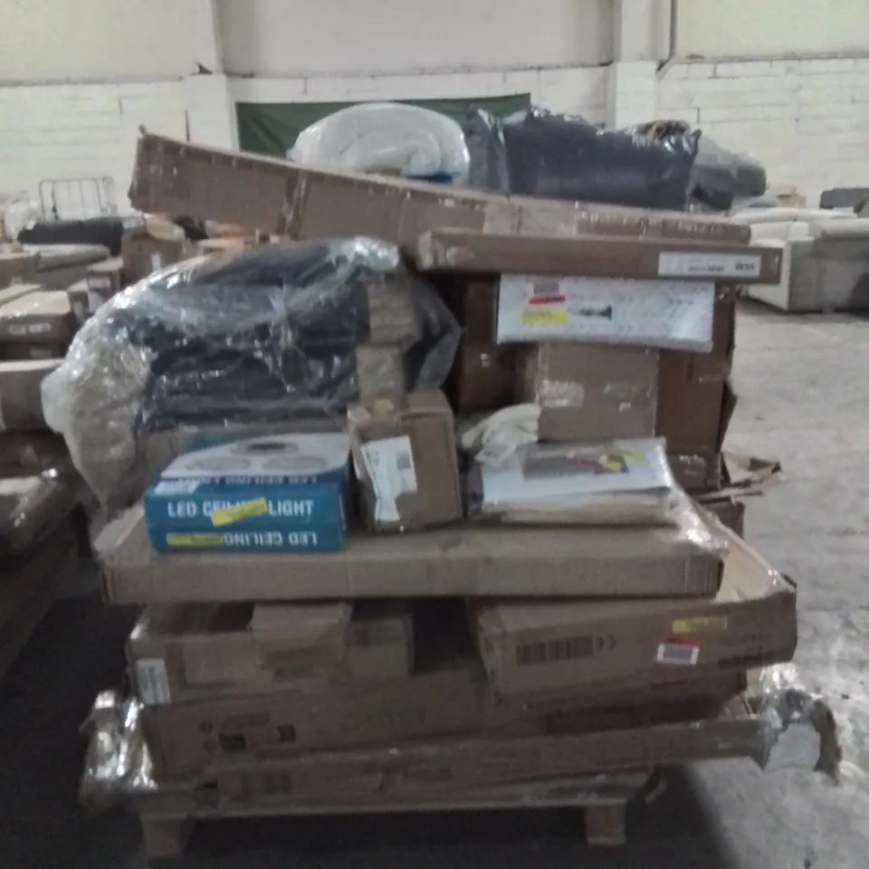 PALLET OF INCOMPLETE FURNITURE SETS TO INCLUDE;SOFA,LED CEILING LIGHT,SHOE RACK
