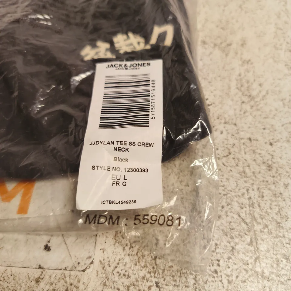 JACK & JONES JJDYLAN TEE SHORT SLEEVE CREW NECK – BLACK, EU LARGE