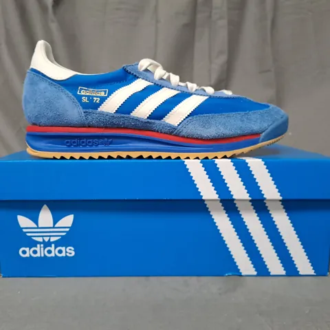 BOXED PAIR OF ADIDAS SL 72 RS SHOES IN BLUE/WHITE UK SIZE 6