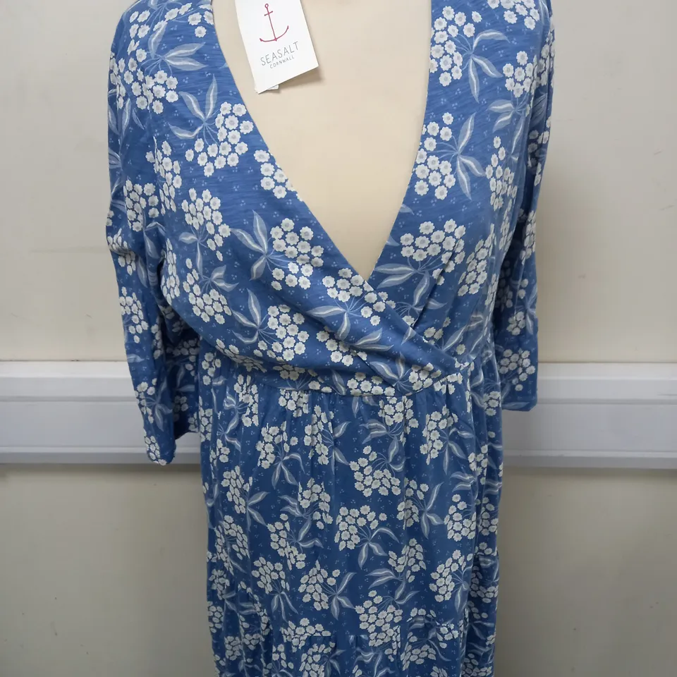 SEASALT CORNWALL ELDERFLOWER SHADOW MIDI DRESS SIZE 14
