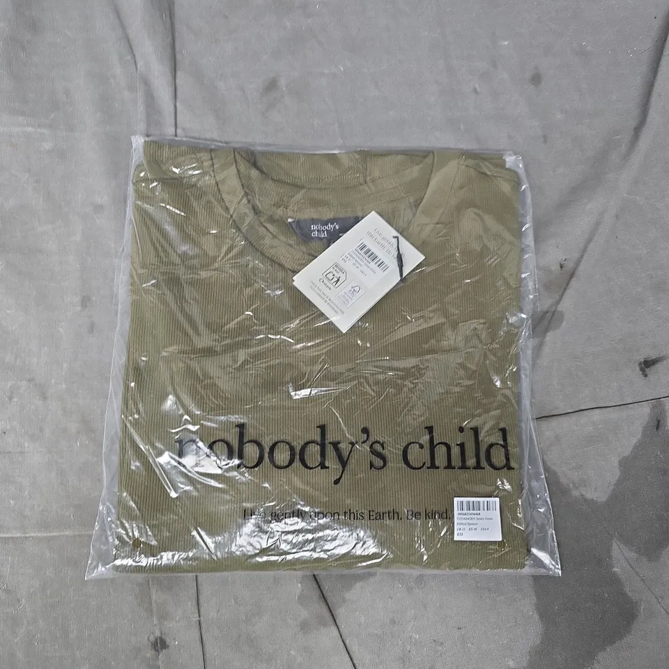 NOBODY'S CHILD RIBBED SPENCER TOP IN JERSEY GREEN SIZE UK 12