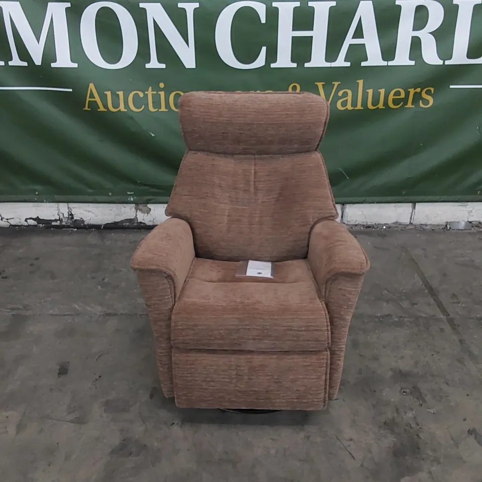 QUALITY G PLAN DESIGNER MALMO MANUAL RECLINER CHAIR IN VICTORIA GINGER FABRIC 