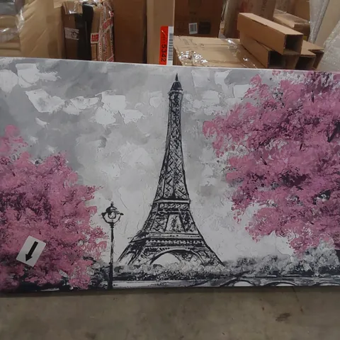 EIFFEL TOWER PINK TREES PARIS - WRAPPED CANVAS PAINTING PRINT