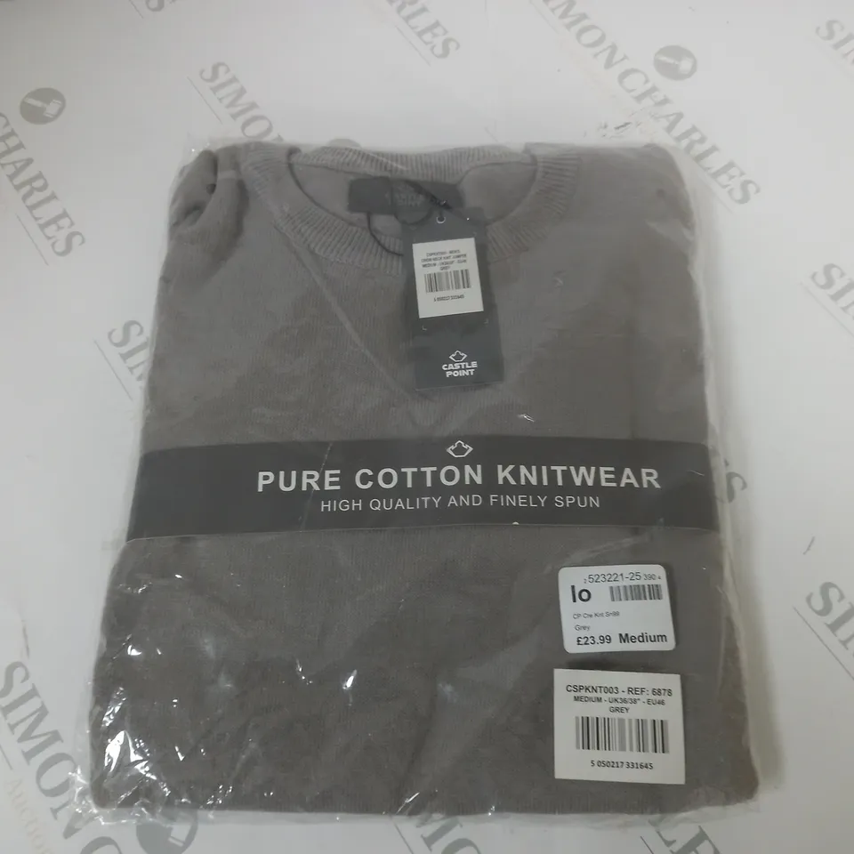 BAGGED CASTLE POINT KNIT JUMPER IN GREY - UK 36/38"