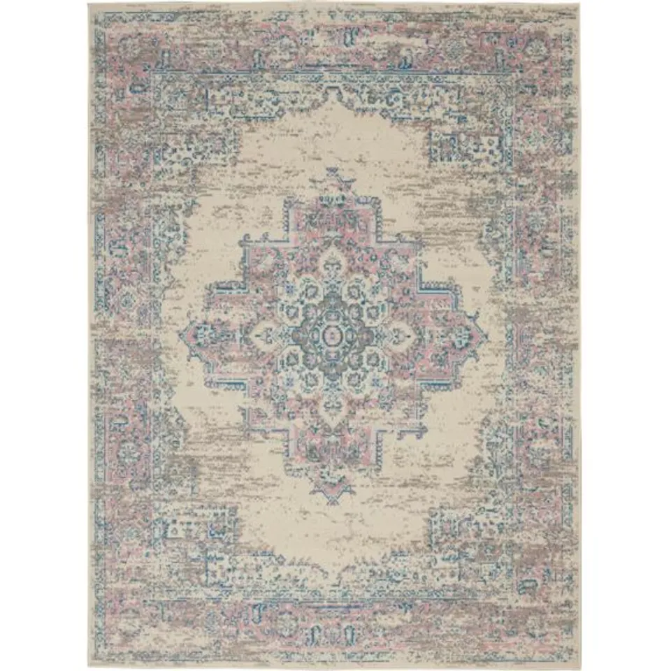 NOURISON HOME AREA RUGS NOURISON GRAFIX 3'9" X 5'9" IVORY PINK VINTAGE INDOOR RUG