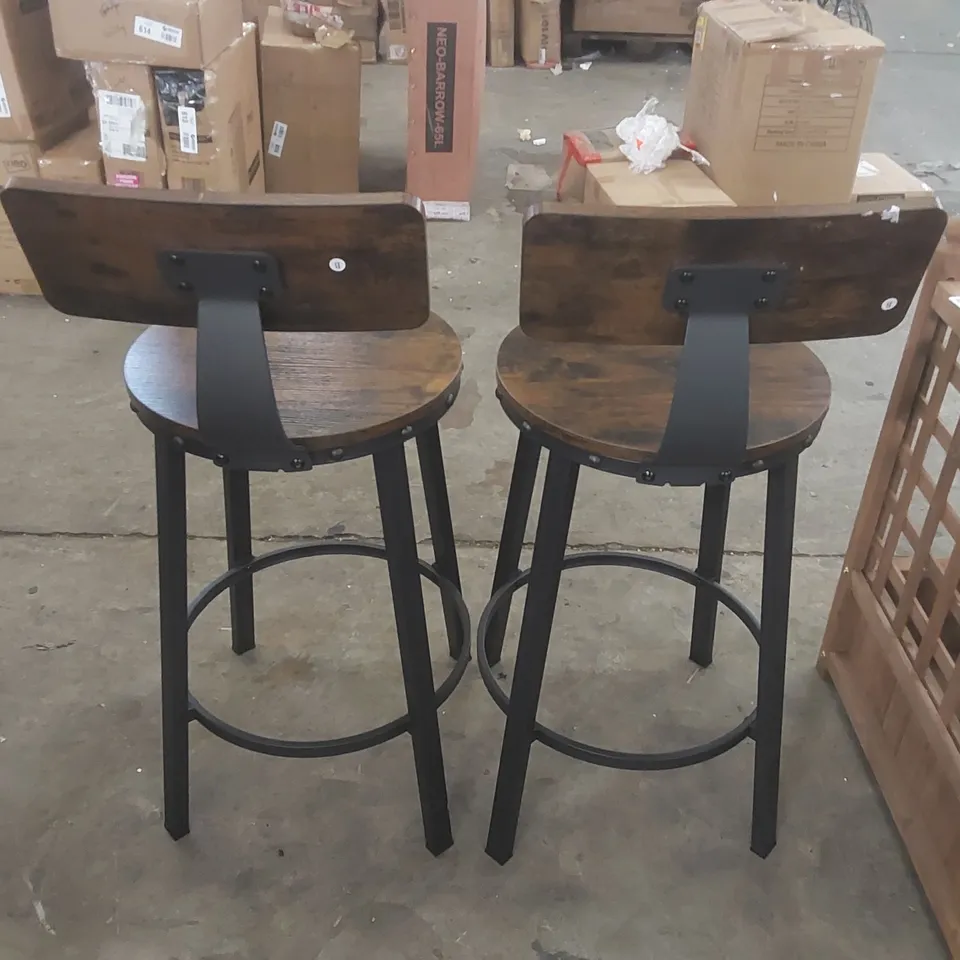PAIR OF DESIGNER WOODEN BAR STOOLS