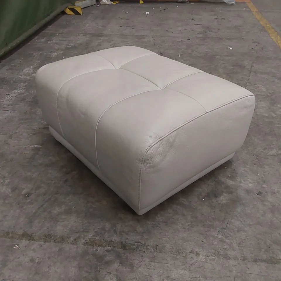 QUALITY DESIGNER ITALIAN MADE LEATHER MARCOS RECTANGULAR STOOL - WHITE GREY