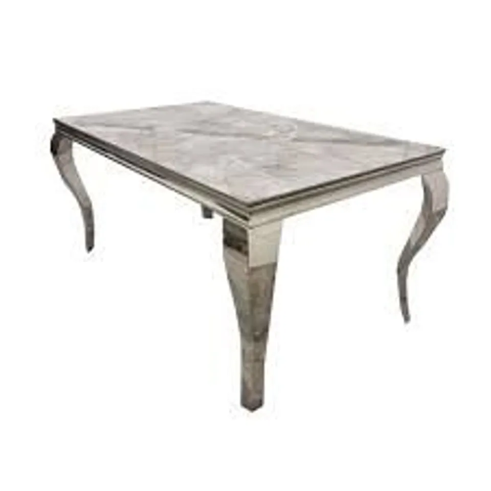 BRAND NEW HOMESDIRECT365 LOUIS 1.8M PANDORA MARBLE AND CHROME DING TABLE (3 BOXES)