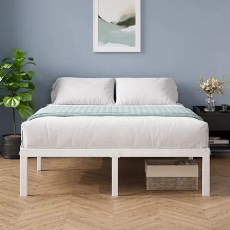BOXED NIEMAH MODERN METAL PLATFORM BED WITH HEAVY DUTY STEEL SLAT SUPPORT - SIZE UNSPECIFIED 