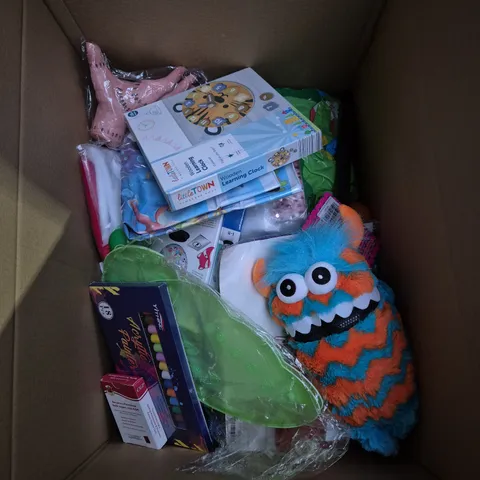 LARGE BOX OF ASSORTED TOYS AND GAMES TO INCLUDE TEDDIES, COLOURS