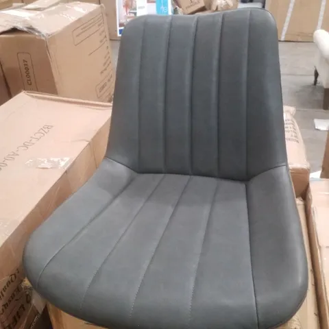 BOXED SET OF 2 FAUX LEATHER DARK GREY DINING CHAIRS
