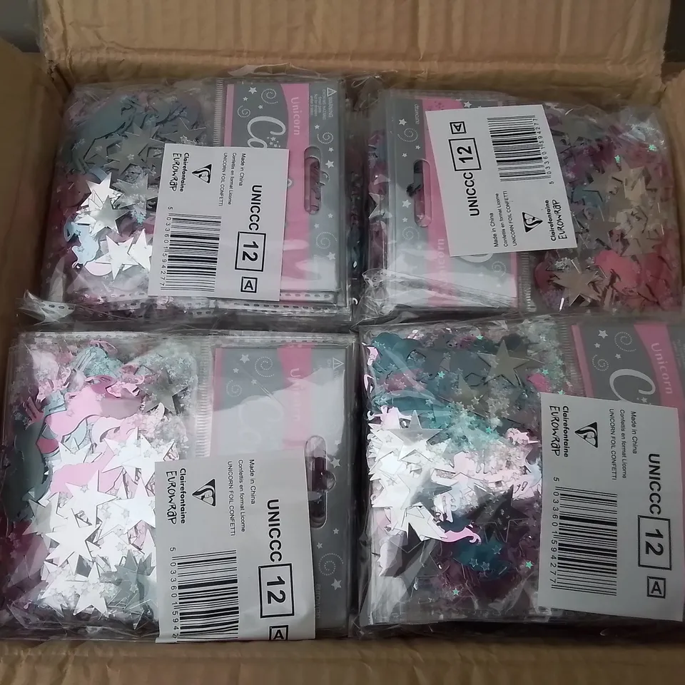 BOX OF BRAND NEW UNICORN CONFETTI - 144 PIECES 
