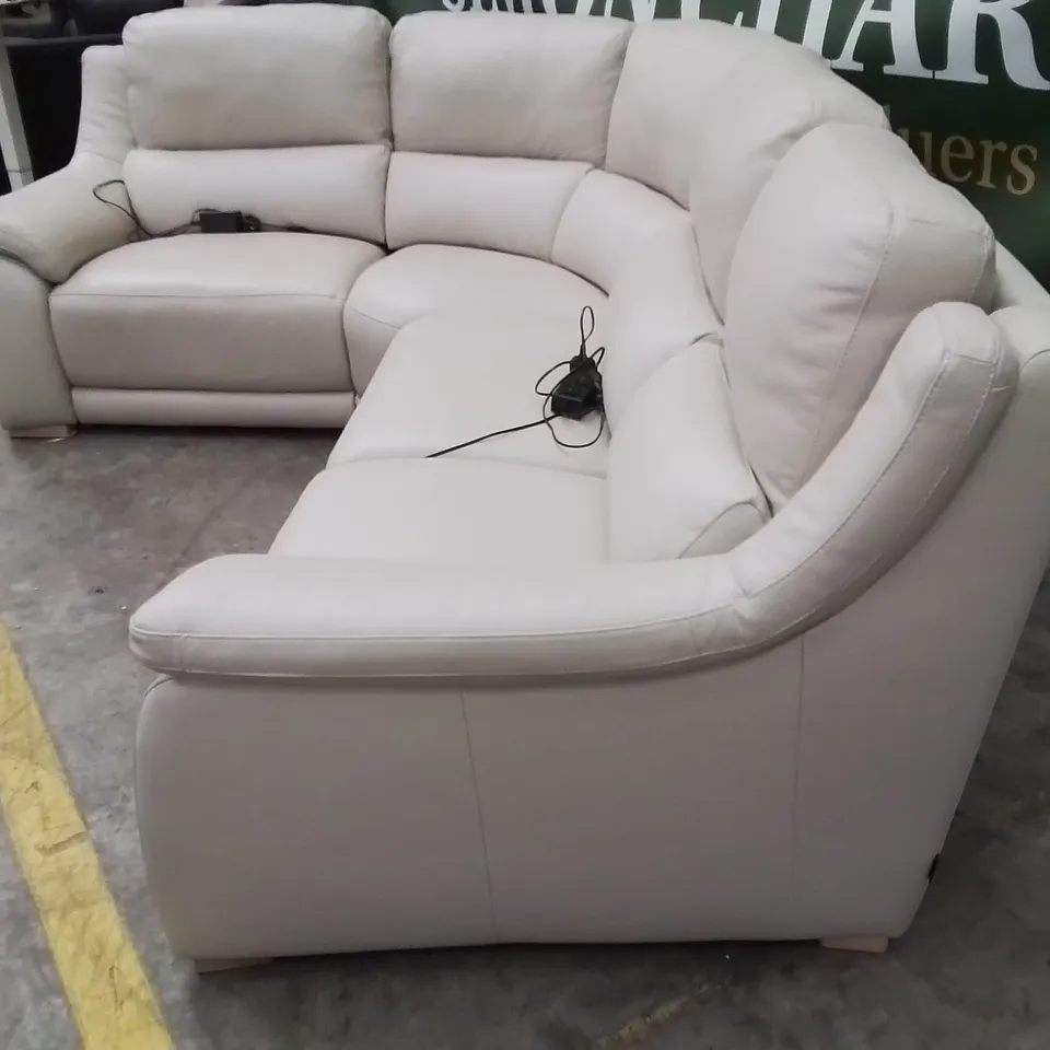 QUALITY DESIGNER ITALIAN MADE DEGANO LEATHER UPHOLSTERED ELECTRIC RECLINING CORNER SOFA