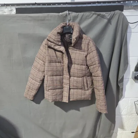 UNREAL FUR QUILTED PLAID PUFFER JACKET – XS