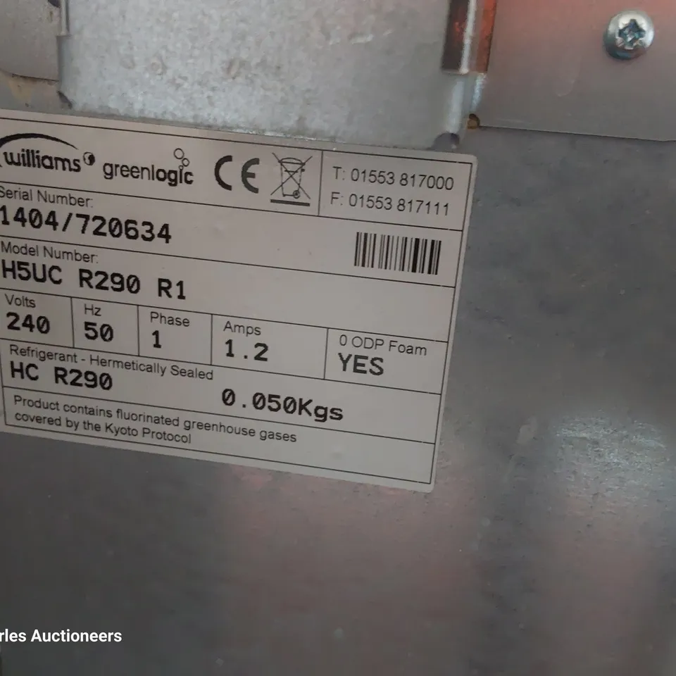 WILLIAMS UNDERCOUNTER FRIDGE H5UC R290 R1