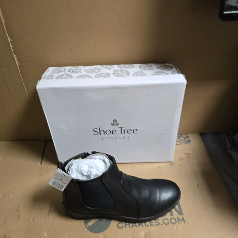 BLACK LEATHER ANKLE BOOT WITH SIDE ZIP – SHOE TREE COMFORT - UK SIZE 5