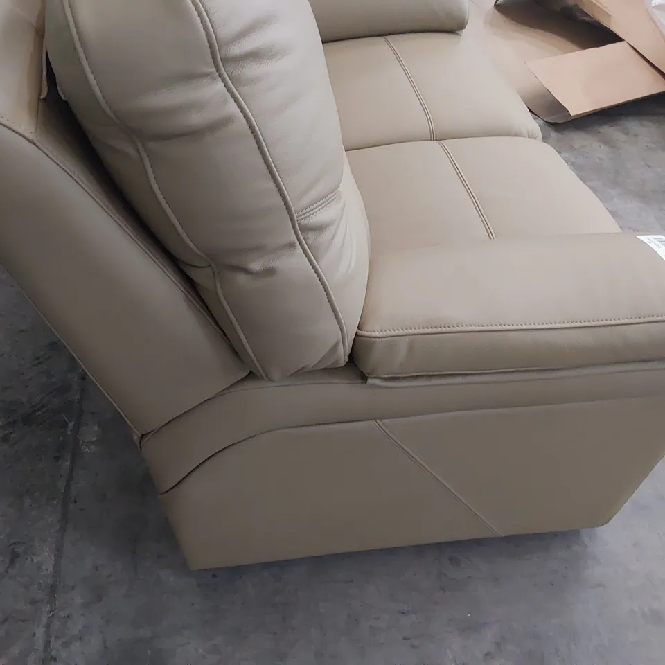 QUALITY BRITISH DESIGNER G PLAN SEATTLE TWO SEATER SOFA CAMBRIDGE SAND LEATHER 