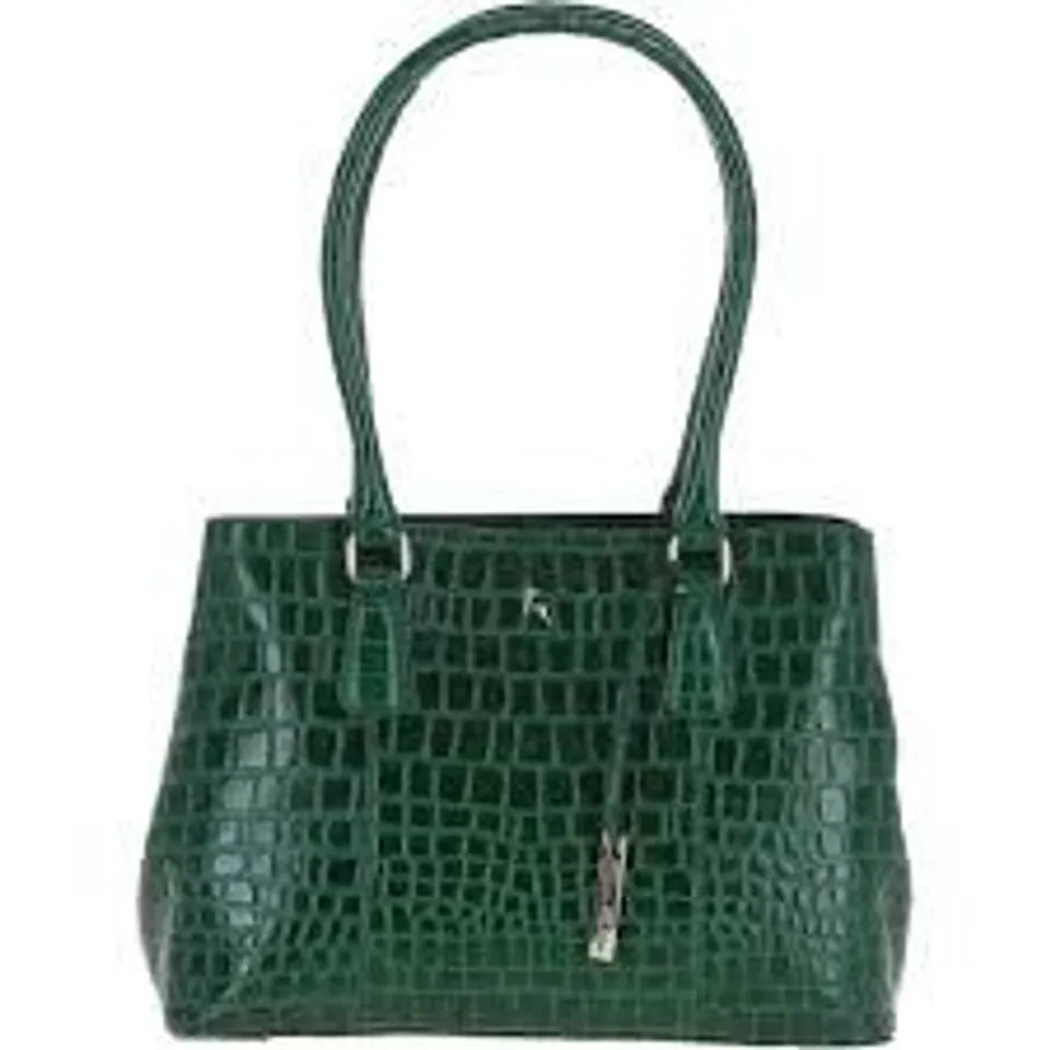 ASHWOOD LEATHER CROC GRAB BAG - GREEN 