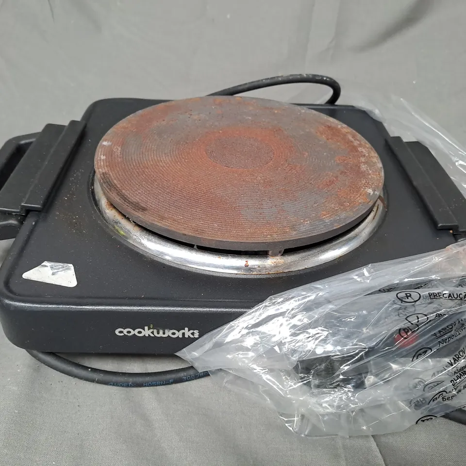 BOXED COOKWORKS BLACK SINGLE HOB TABLE TOP HOTPLATE 