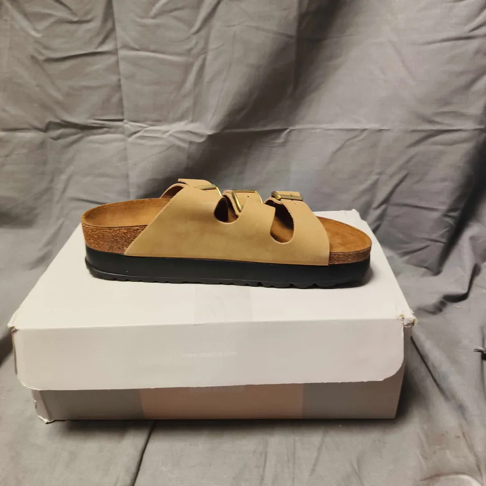 PAIR OF BOXED PAPILLIO LEATHER SANDALS WITH TRIPLE BUCKLE STRAPS – SIZE 39