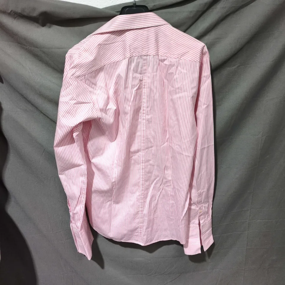 PINK STRIPE SHIRT BY VICTORIA'S SECRET – PINK/WHITE, SUPER SLIM FIT, MADE IN INDIA (39 CM)