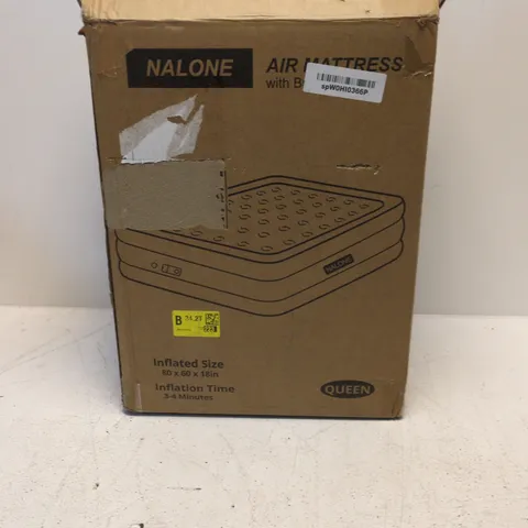 NALONE AIR MATTRESS WITH BUILT-IN PUMP – QUEEN, BOXED