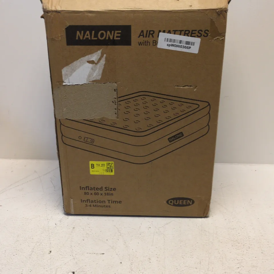 NALONE AIR MATTRESS WITH BUILT-IN PUMP – QUEEN, BOXED