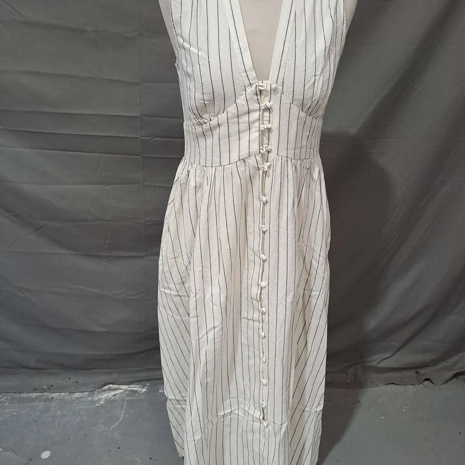 NOBODY'S CHILD SLEEVELESS STARLIGHT MIDAXI DRESS IN IVORY STRIPE SIZE 6