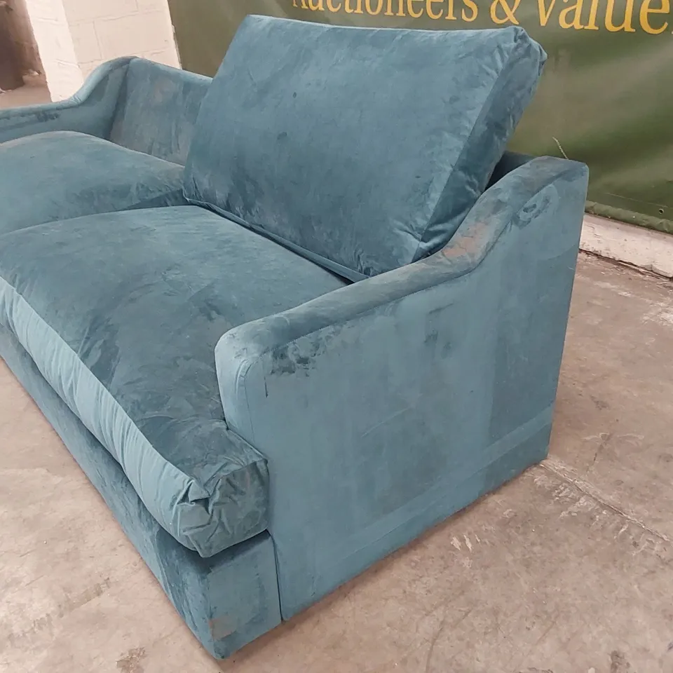 QUALITY DESIGNER 3 SEATER APPLEDOE SOFA BED - TEAL VELVET