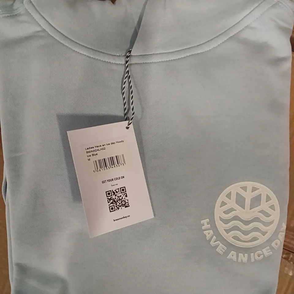 BOX OF BRASS MONKEY HOODIES - ICE BLUE SIZE M APPROXIMATELY 12