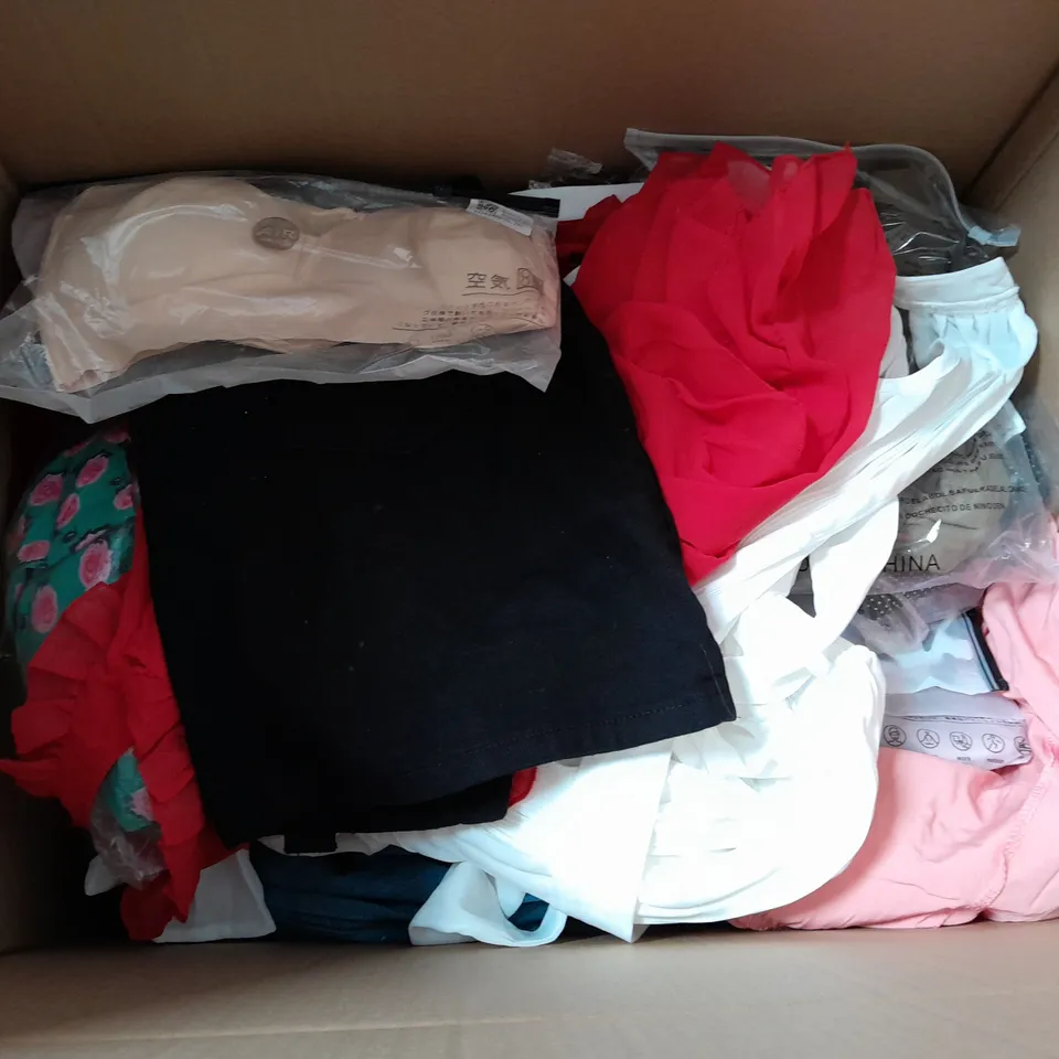 APPROXIMATELY 25 CLOTHING ITEMS TO INCLUDE DRESSES, BRAS AND SKIRTS. ASSORTED SIZES, STYLES AND COLOURS