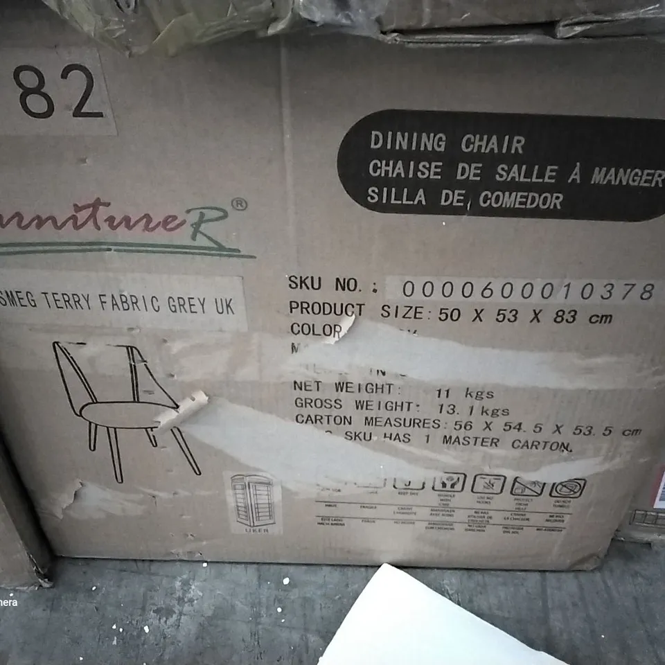 BOXED FURNITURE R SMEG TERRYGREY FABRIC DINING CHAIR