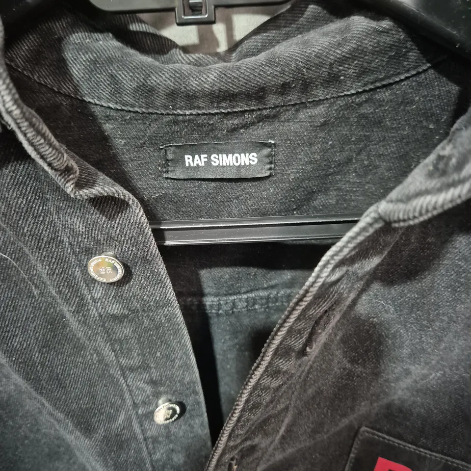 RAF SIMONS BLACK DENIM SHIRT WITH RS PATCH SIZE SMALL