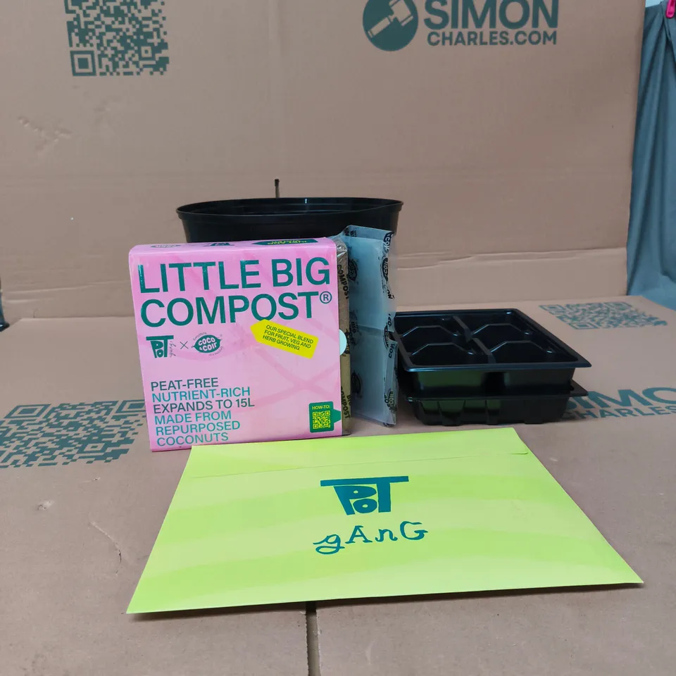 POT GANG GARDEN SET TO INCLUDE COMPOST, POTS ETC 