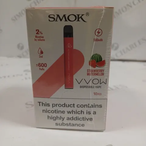 SEALED SMOK VVOW 10-PACK OF DISPOSABLE VAPES - STRAWBERRY WATERMELON